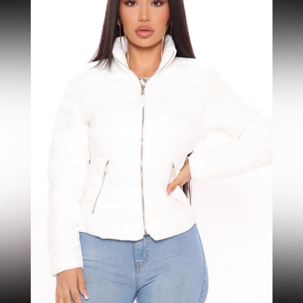 Love tree white puffer jacket